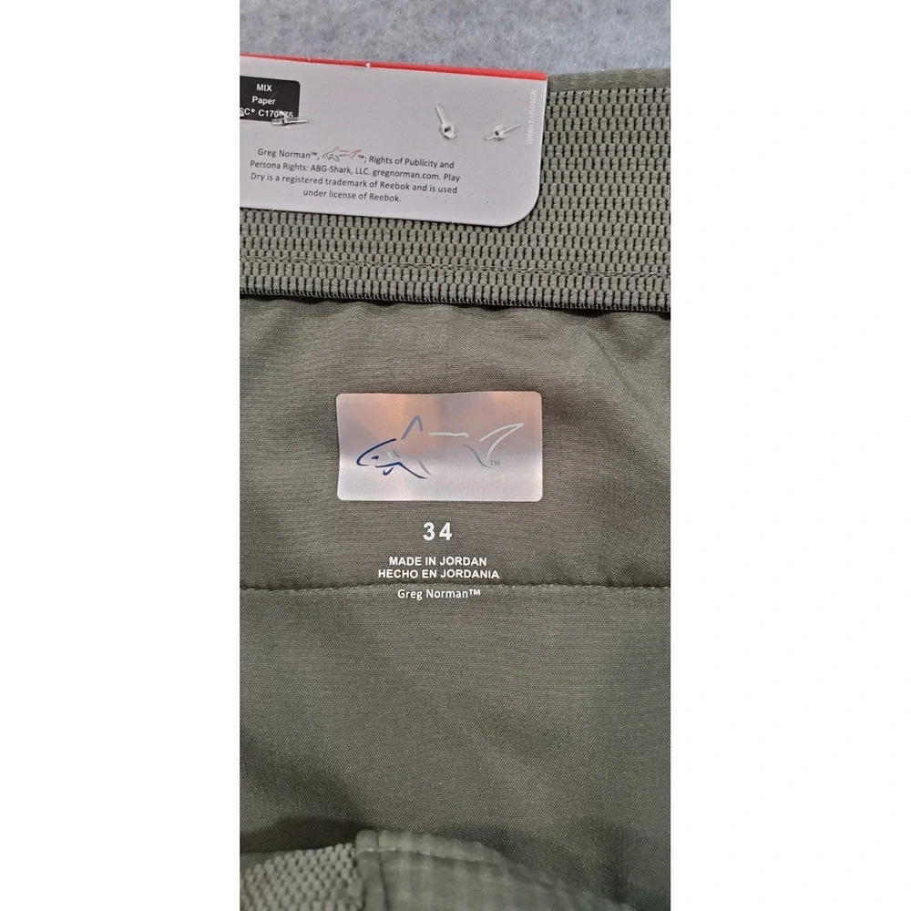 Greg Norman Men's Stretch Shorts Green,‎ Polyester/Spandex, Size 34